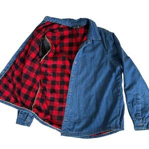 Lee Riders Barn Chore Jean Shirt Jacket Shacket Buffalo Flannel Lined Women's L